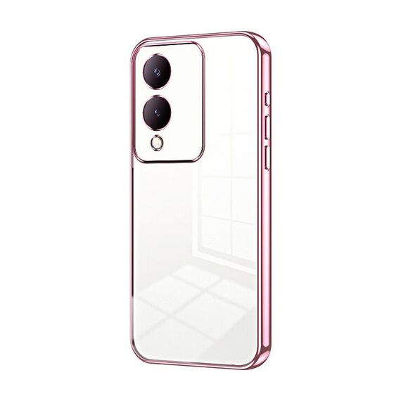 Per vivo Y17s Custodia per telefono con foro sottile con placcatura trasparente (rosa)