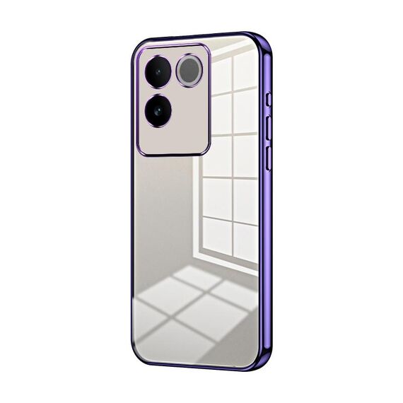 Per vivo S17e / iQOO Z7 Pro Custodia per telefono con foro sottile con placcatura trasparente (viola)
