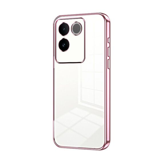 Per vivo S17e / iQOO Z7 Pro Custodia per telefono con foro sottile con placcatura trasparente (rosa)