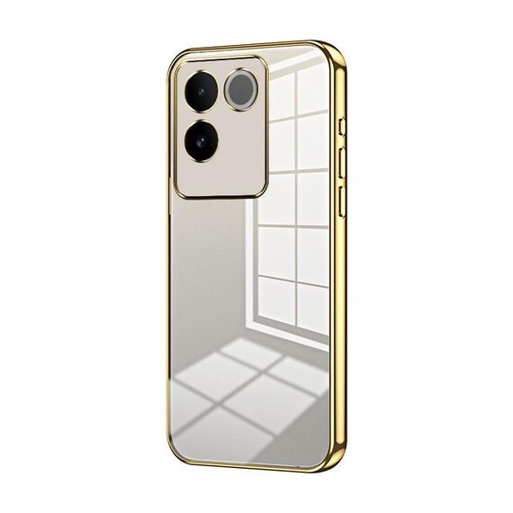 Per vivo S17e / iQOO Z7 Pro Custodia per telefono con foro sottile con placcatura trasparente (Oro)