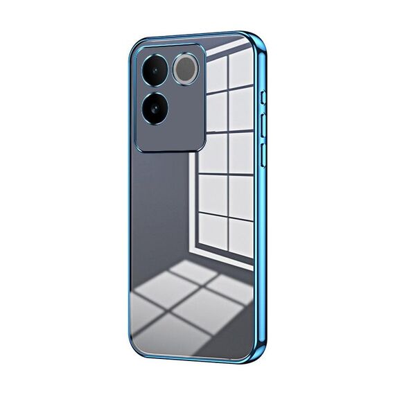 Per vivo S17e / iQOO Z7 Pro Custodia per telefono con foro sottile con placcatura trasparente (blu)