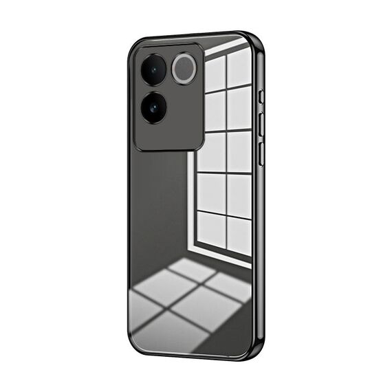Per vivo S17e / iQOO Z7 Pro Custodia per telefono con foro sottile con placcatura trasparente (Nero)
