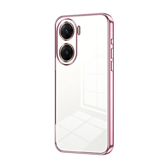 Per vivo V29e Custodia per telefono con foro sottile con placcatura trasparente (rosa)