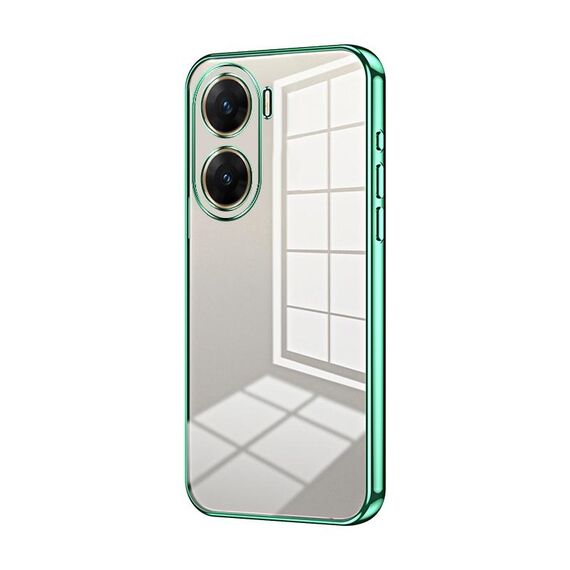 Per vivo V29e Custodia per telefono con foro sottile con placcatura trasparente (verde)