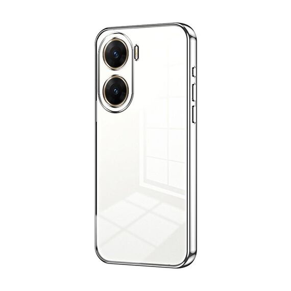 Per vivo V29e Custodia per telefono con foro sottile con placcatura trasparente (Argento)
