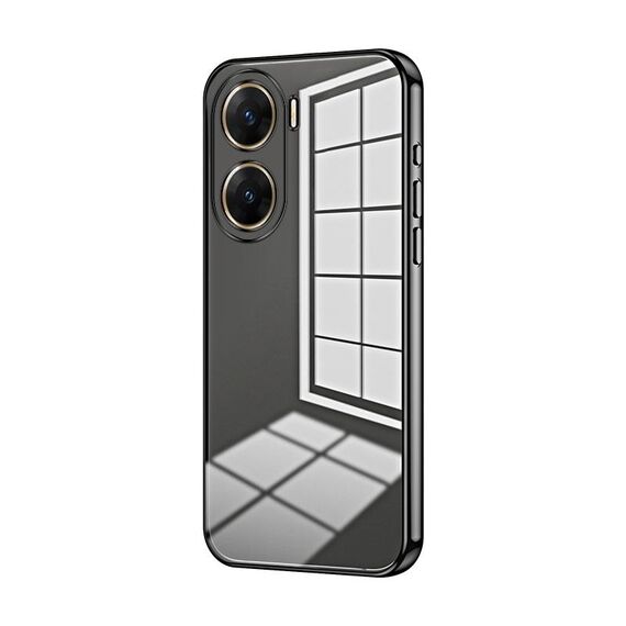 Per vivo V29e Custodia per telefono con foro sottile con placcatura trasparente (nera)