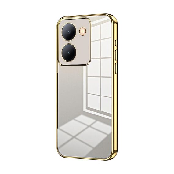Per vivo Y78 China / Y36 / Y36 5G Custodia per telefono con foro sottile con placcatura trasparente (Oro)