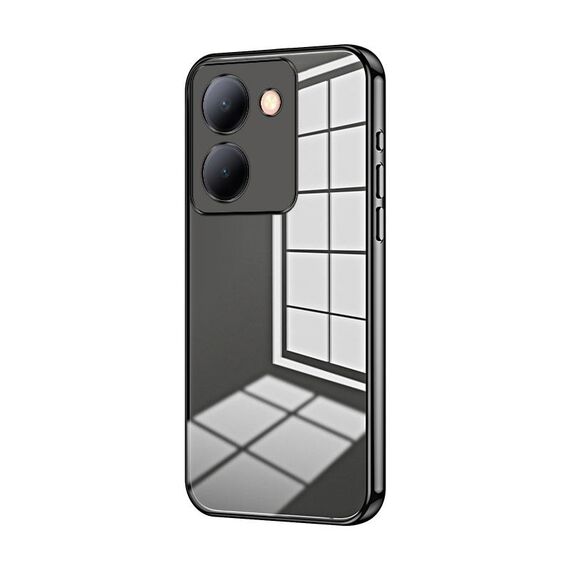 Per vivo Y78 China / Y36 / Y36 5G Custodia per telefono con foro sottile con placcatura trasparente (nera)