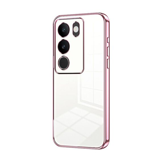 Per vivo S17 / S17 Pro / S17t / V29 Custodia per telefono con foro fine con placcatura trasparente (rosa)