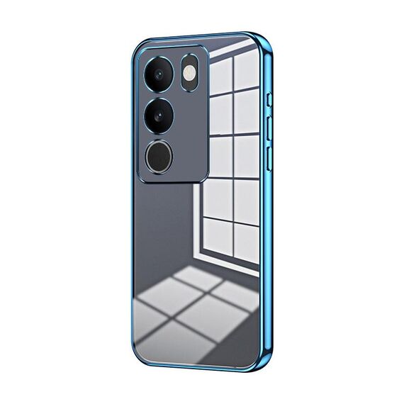 Per vivo S17 / S17 Pro / S17t / V29 Custodia per telefono con foro sottile con placcatura trasparente (blu)