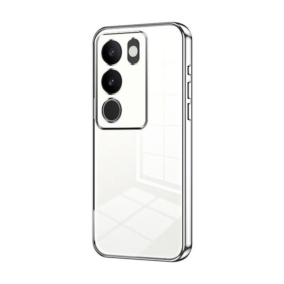 Per vivo S17 / S17 Pro / S17t / V29 Custodia per telefono con foro fine con placcatura trasparente (Argento)