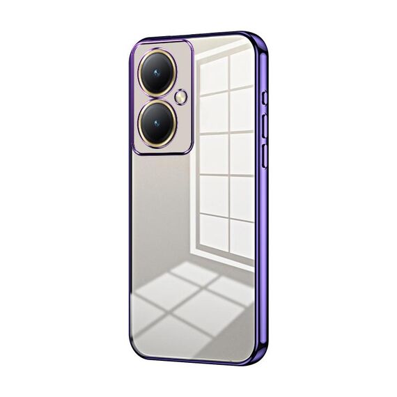 Per vivo Y35M+ / Y35+ / Y27 4G Custodia per telefono con foro fine con placcatura trasparente (Viola)