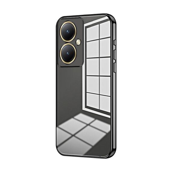 Per vivo Y35M+ / Y35+ / Y27 4G Custodia per telefono con foro sottile con placcatura trasparente (Nero)