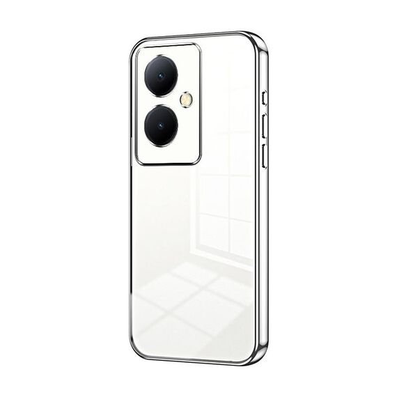 Per vivo Y78+ 5G / Y78 / V29 Lite Custodia per telefono con foro fine con placcatura trasparente (Argento)