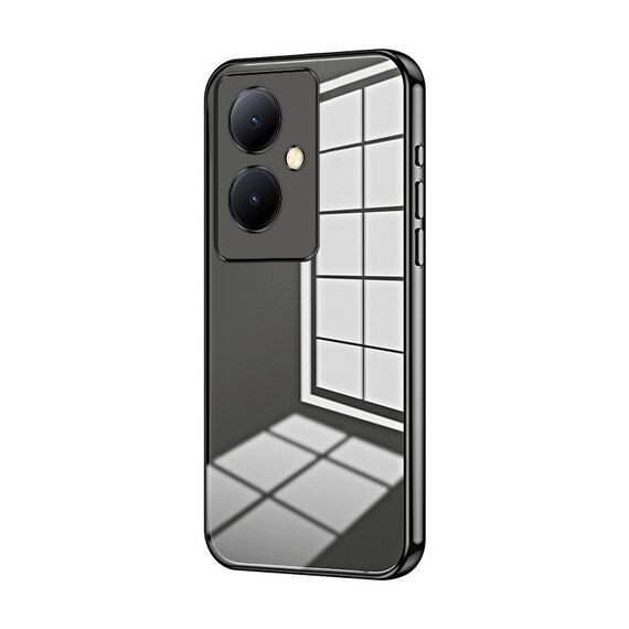 Per vivo Y78+ 5G / Y78 / V29 Lite Custodia per telefono con foro sottile con placcatura trasparente (Nero)