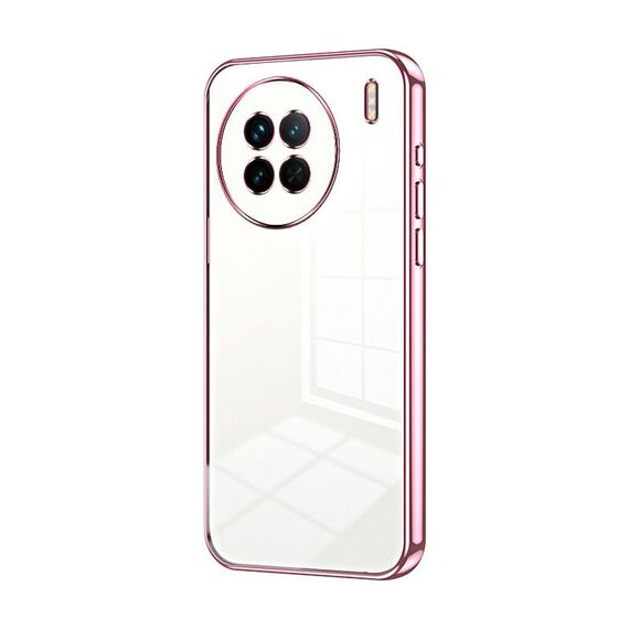 Custodia per telefono con foro sottile con placcatura trasparente per vivo X90 / X90s (rosa)