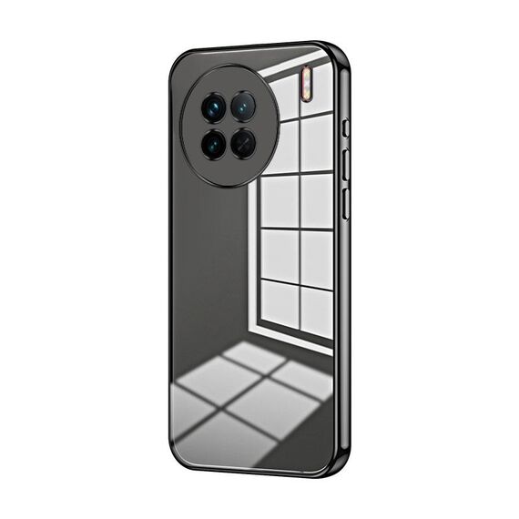 Per vivo X90 / X90s Custodia per telefono con foro sottile con placcatura trasparente (nera)