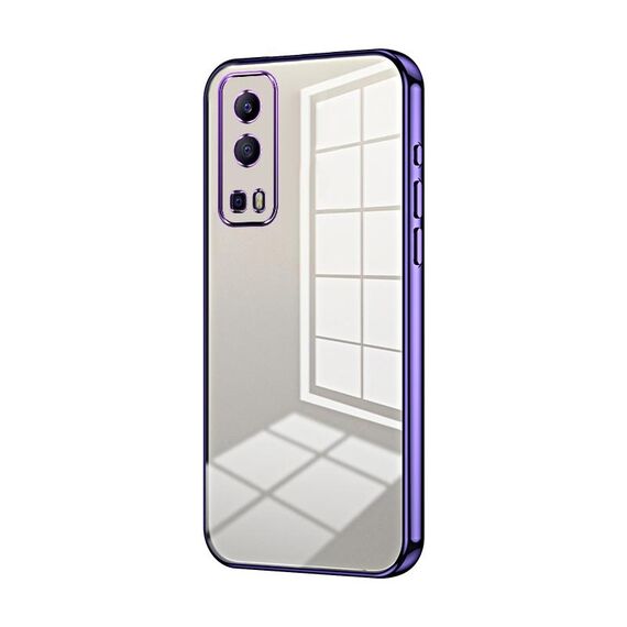 Per vivo Y72 5G / iQOO Z3 / Y75s Custodia per telefono con foro sottile con placcatura trasparente (viola)