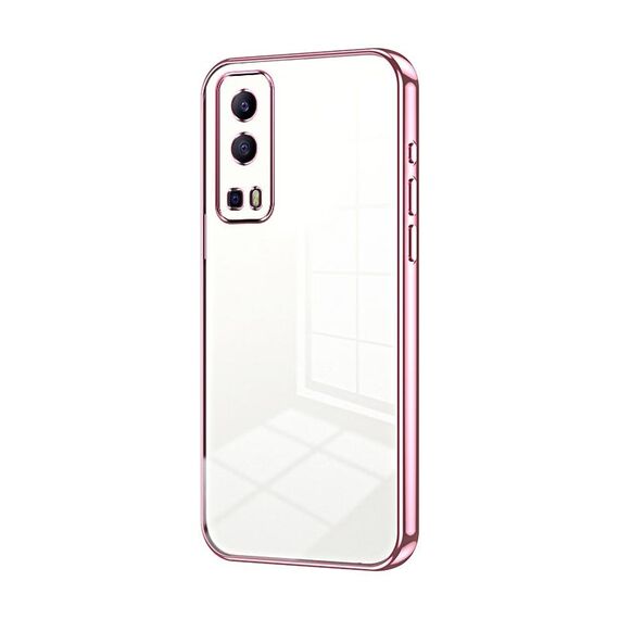 Per vivo Y72 5G / iQOO Z3 / Y75s Custodia per telefono con foro sottile con placcatura trasparente (rosa)