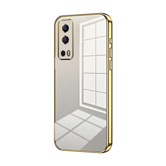 Per vivo Y72 5G / iQOO Z3 / Y75s Custodia per telefono con foro sottile con placcatura trasparente (Oro)