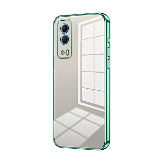 Per vivo Y53s 5G / T1x 5G / iQOO Z5x Custodia per telefono con foro sottile con placcatura trasparente (verde)