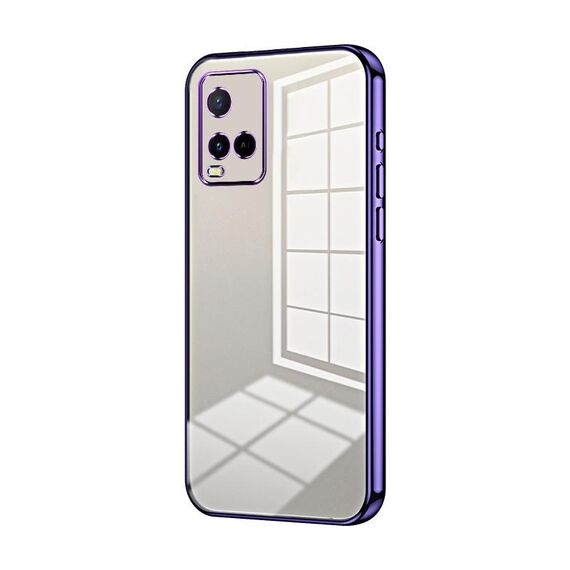 Per vivo Y21 / Y33s / Y21s / T1x India Custodia per telefono con foro sottile con placcatura trasparente (viola)