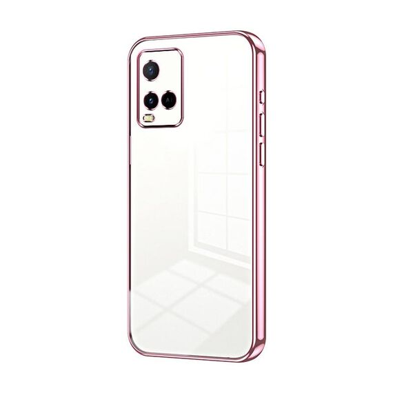 Per vivo Y21 / Y33s / Y21s / T1x India Custodia per telefono con foro sottile con placcatura trasparente (rosa)