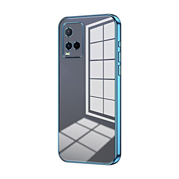 Per vivo Y21 / Y33s / Y21s / T1x India Custodia per telefono con foro sottile con placcatura trasparente (blu)