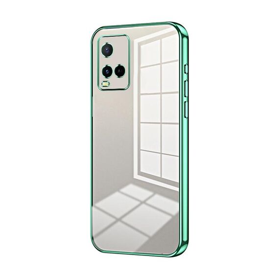 Per vivo Y21 / Y33s / Y21s / T1x India Custodia per telefono con foro fine con placcatura trasparente (verde)