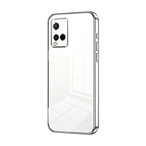 Per vivo Y21 / Y33s / Y21s / T1x India Custodia per telefono con foro fine con placcatura trasparente (Argento)