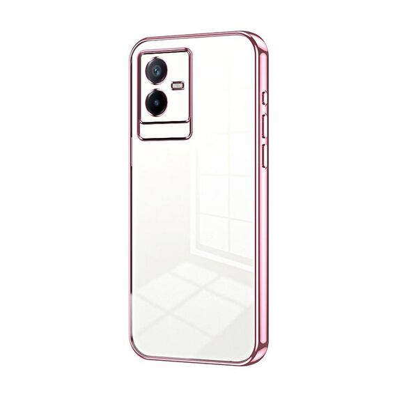 Custodia per telefono con foro fine con placcatura trasparente per vivo T2x (rosa)