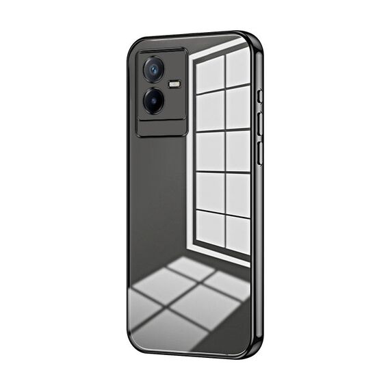 Per vivo T2x Custodia per telefono con foro sottile con placcatura trasparente (nera)