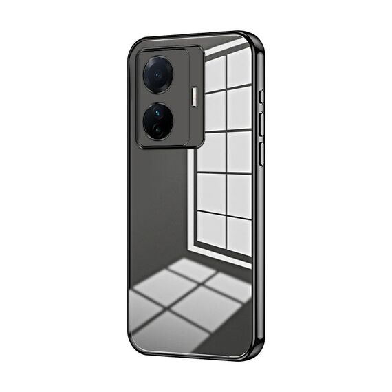 Per vivo S15e / T1 Pro Custodia per telefono con foro sottile con placcatura trasparente (nera)