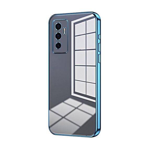 Per vivo S10e / V23e 4G/5G / Y75 4G Custodia per telefono con foro sottile con placcatura trasparente (blu)