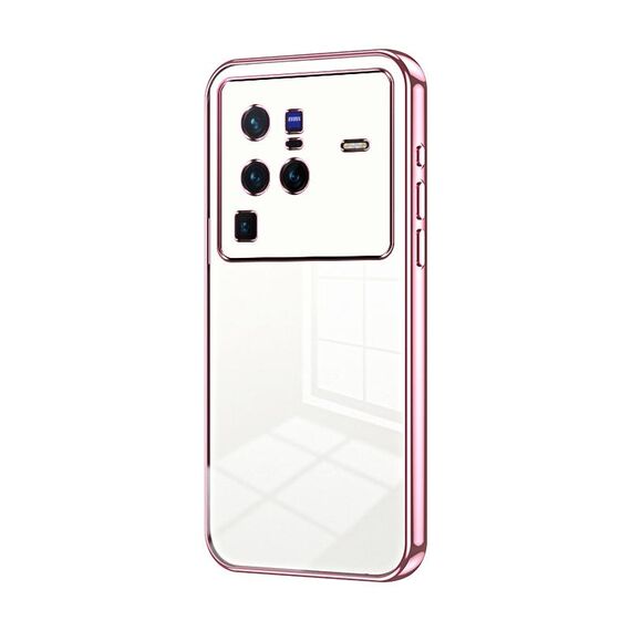 Per vivo X80 Pro Custodia per telefono con foro sottile con placcatura trasparente (rosa)