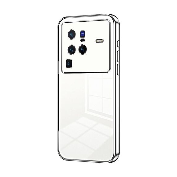 Per vivo X80 Pro Custodia per telefono con foro sottile con placcatura trasparente (Argento)