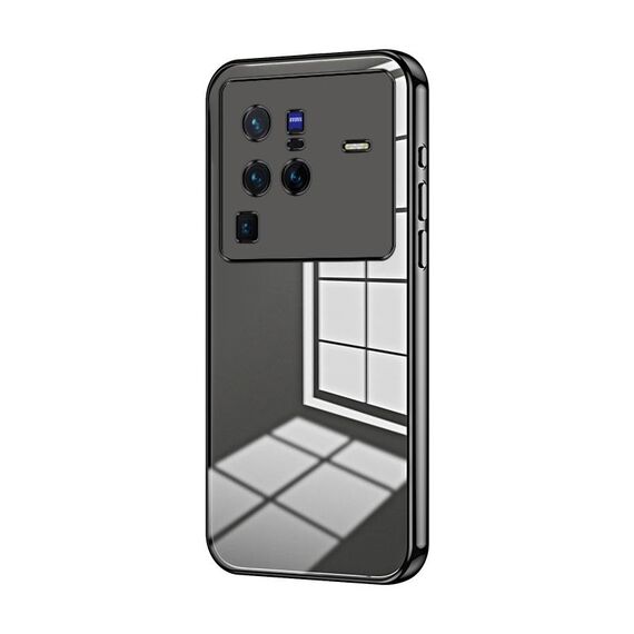 Per vivo X80 Pro Custodia per telefono con foro sottile con placcatura trasparente (nera)