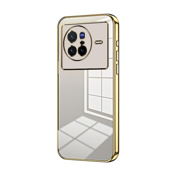 Per vivo X80 Custodia per telefono con foro sottile con placcatura trasparente (oro)