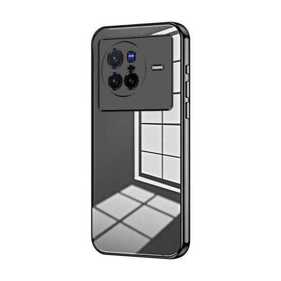 Per vivo X80 Custodia per telefono con foro sottile con placcatura trasparente (nera)