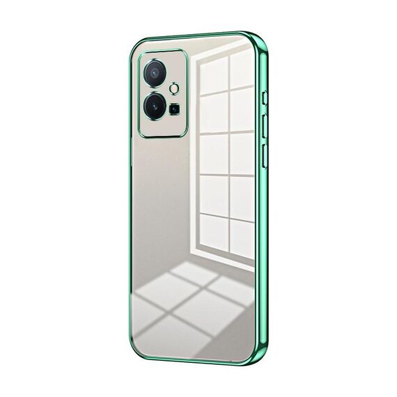 Per vivo T1 5G Custodia per telefono con foro sottile con placcatura trasparente (verde)