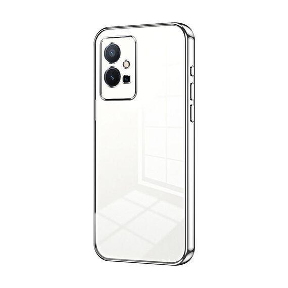 Per vivo T1 5G Custodia per telefono con foro sottile con placcatura trasparente (Argento)