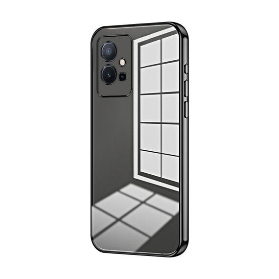 Per vivo T1 5G Custodia per telefono con foro sottile con placcatura trasparente (nera)