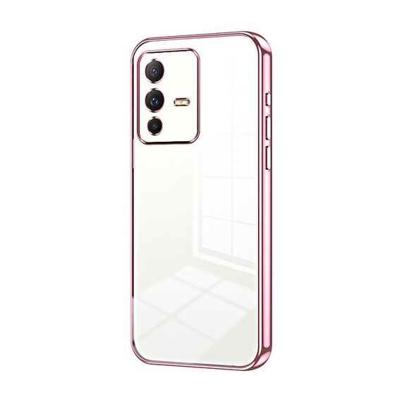 Per vivo S12 / V23 5G Custodia per telefono con foro sottile con placcatura trasparente (rosa)