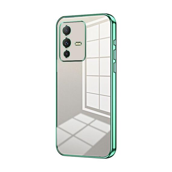 Per vivo S12 Pro / V23 Pro Custodia per telefono con foro sottile con placcatura trasparente (verde)