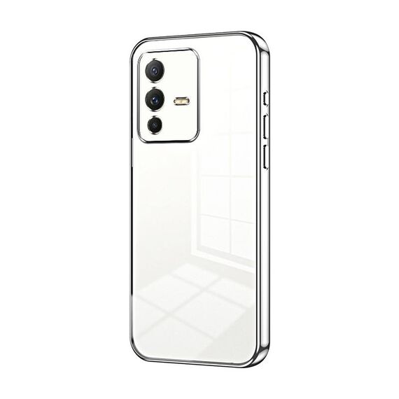 Per vivo S12 Pro / V23 Pro Custodia per telefono con foro sottile con placcatura trasparente (Argento)