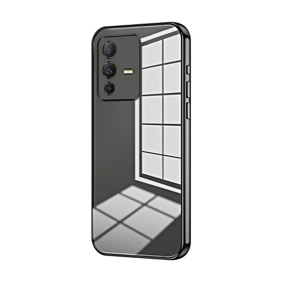Per vivo S12 Pro / V23 Pro Custodia per telefono con foro sottile con placcatura trasparente (nera)