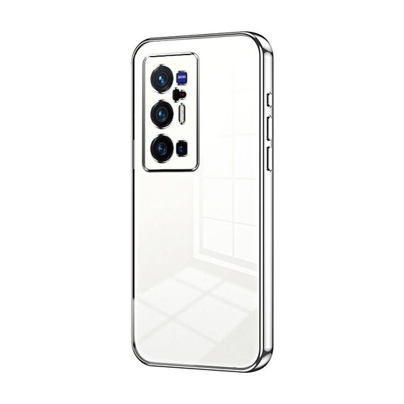 Per vivo X70 Pro+ Custodia per telefono con foro sottile con placcatura trasparente (Argento)