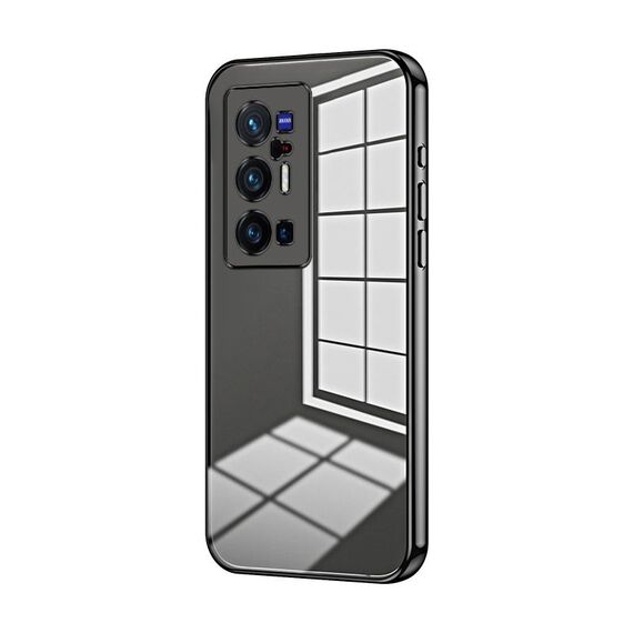 Per vivo X70 Pro+ Custodia per telefono con foro sottile con placcatura trasparente (nera)
