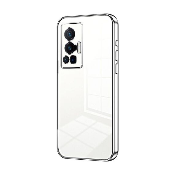 Per vivo X70 Pro Custodia per telefono con foro sottile con placcatura trasparente (Argento)