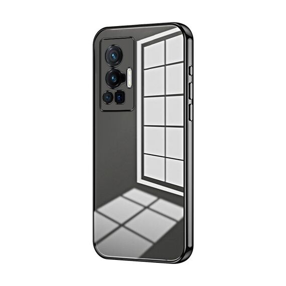 Per vivo X70 Pro Custodia per telefono con foro sottile con placcatura trasparente (nera)